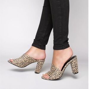 Leopard Print Block Heel Mules- 7 1/2